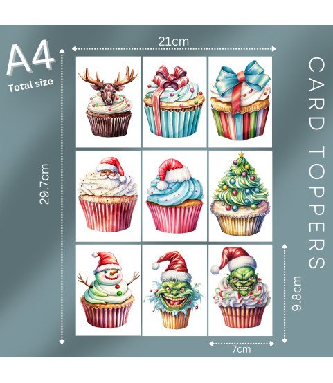 Christmas Cupcakes Card Toppers Christmas Cupcakes Card Toppers