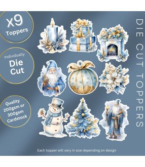 Blue & Gold Christmas Die Cut Toppers