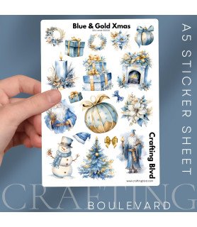Blue & Gold Christmas Stickers