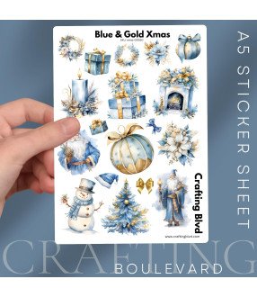Blue & Gold Christmas Stickers