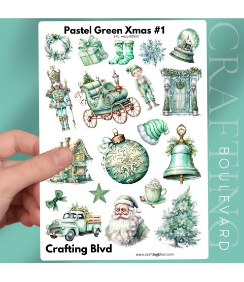 Pastel Green Christmas #1 Stickers Pastel Green Christmas #1 Stickers