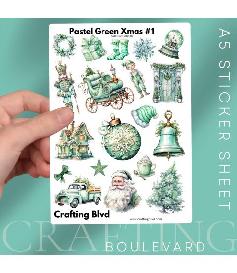 Pastel Green Christmas #1 Stickers Pastel Green Christmas #1 Stickers