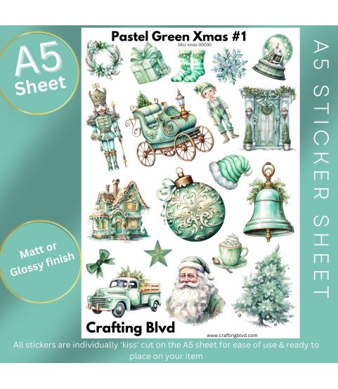 Pastel Green Christmas #1 Stickers Pastel Green Christmas #1 Stickers