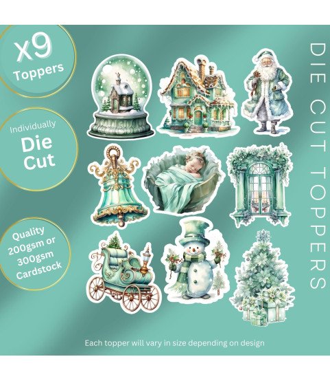 Pastel Green Christmas #2 Die Cut Toppers