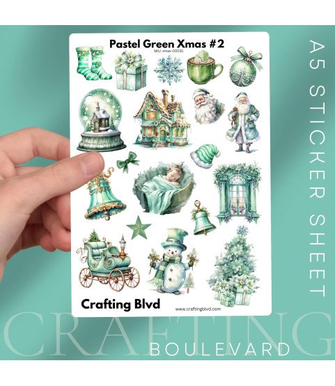 Pastel Green Christmas #2 Stickers Pastel Green Christmas #2 Stickers