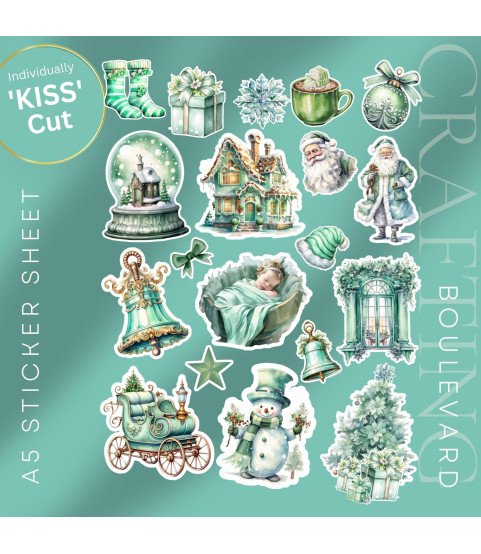 Pastel Green Christmas #2 Stickers Pastel Green Christmas #2 Stickers