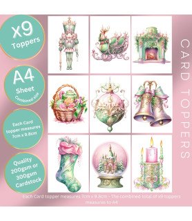 Pastel Pink & Green Christmas Card Toppers
