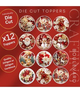 Paper Quilling Style Christmas Ornaments Die Cut Toppers