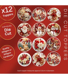 Paper Quilling Style Christmas Ornaments Die Cut Toppers