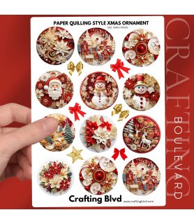 Paper Quilling Style Christmas Ornaments Stickers