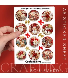 Paper Quilling Style Christmas Ornaments Stickers