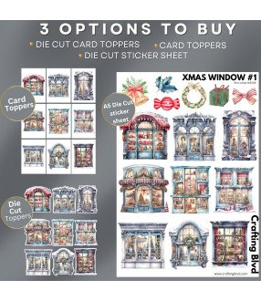 Christmas Windows #1 Stickers, Die Cut or Card Toppers
