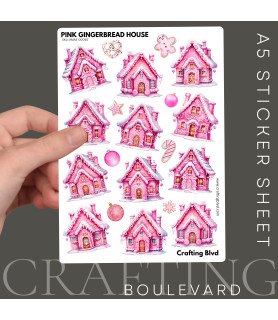 Pink Gingerbread Houses Stickers