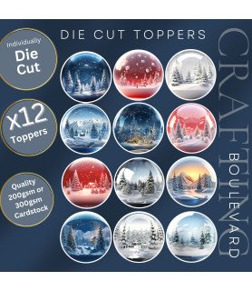 Snowy Landscape Christmas Ornaments Die Cut Toppers