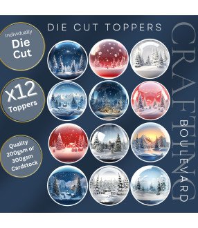 Snowy Landscape Christmas Ornaments Die Cut Toppers