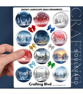 Snowy Landscape Christmas Ornaments Stickers