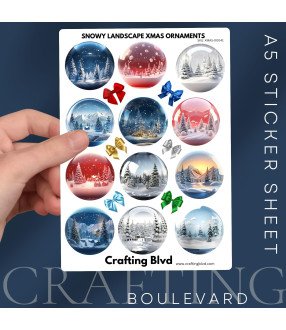 Snowy Landscape Christmas Ornaments Stickers