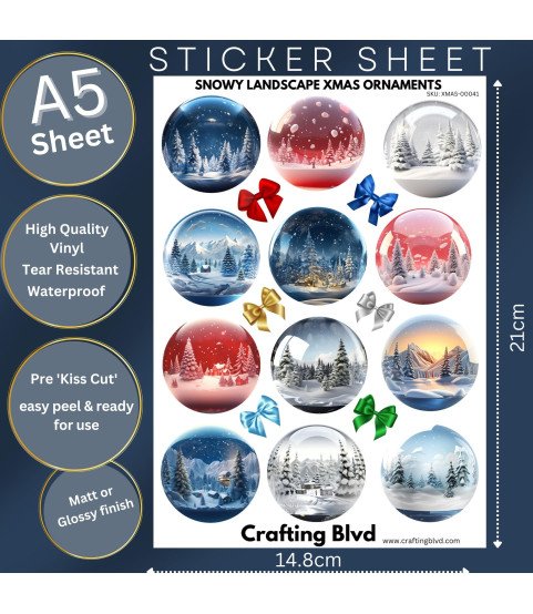 Snowy Landscape Christmas Ornaments Stickers