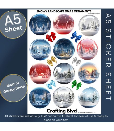 Snowy Landscape Christmas Ornaments Stickers