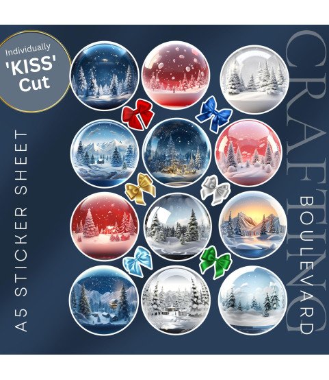 Snowy Landscape Christmas Ornaments Stickers