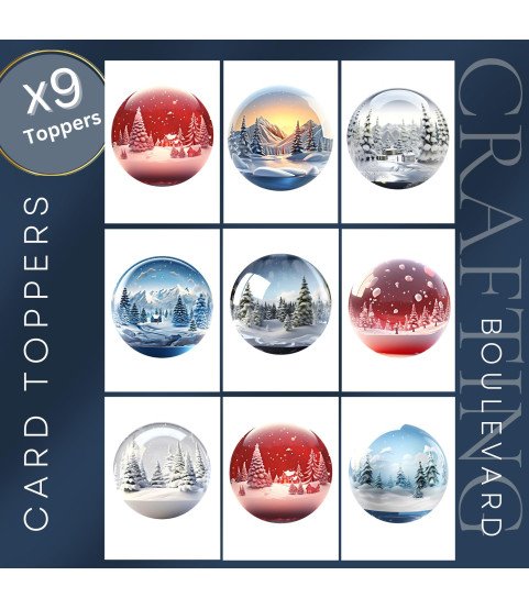 Snowy Landscape Christmas Ornaments Card Toppers