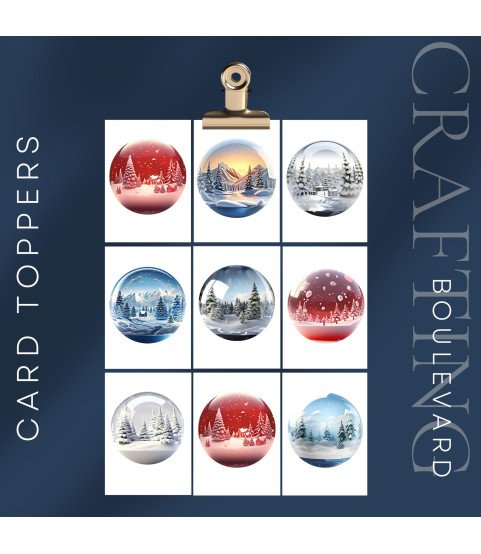 Snowy Landscape Christmas Ornaments Card Toppers