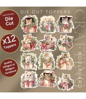 Christmas Kitten Gifts Stickers, Die Cut or Card Toppers
