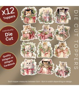 Christmas Kitten Gifts Die Cut Toppers
