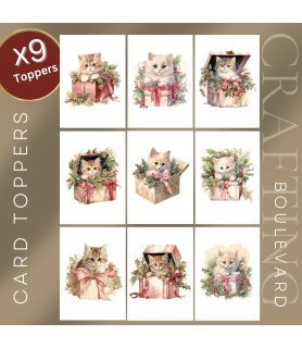 Christmas Kitten Gifts Card Toppers