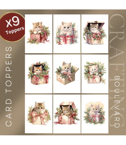 Christmas Kitten Gifts Stickers, Die Cut or Card Toppers