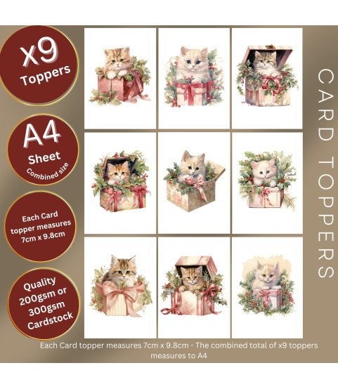 Christmas Kitten Gifts Stickers, Die Cut or Card Toppers