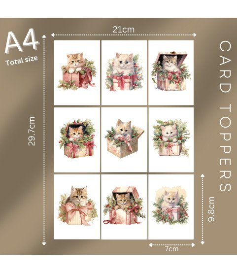 Christmas Kitten Gifts Stickers, Die Cut or Card Toppers