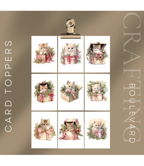 Christmas Kitten Gifts Stickers, Die Cut or Card Toppers