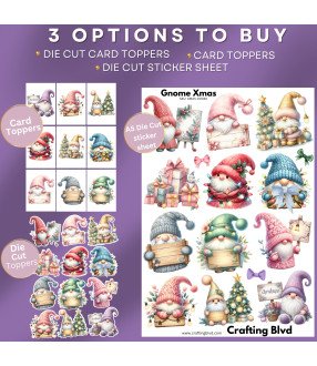 Christmas Gnomes Stickers, Die Cut or Card Toppers