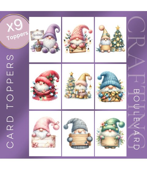 Christmas Gnomes Stickers, Die Cut or Card Toppers