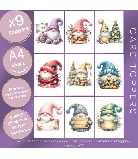 Christmas Gnomes Stickers, Die Cut or Card Toppers