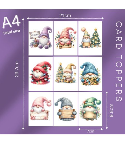 Christmas Gnomes Stickers, Die Cut or Card Toppers