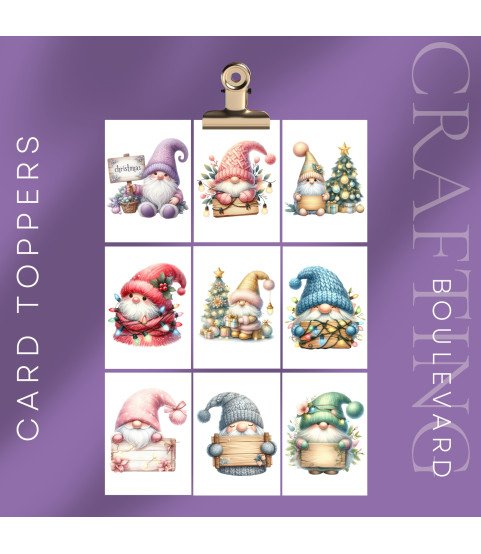 Christmas Gnomes Stickers, Die Cut or Card Toppers