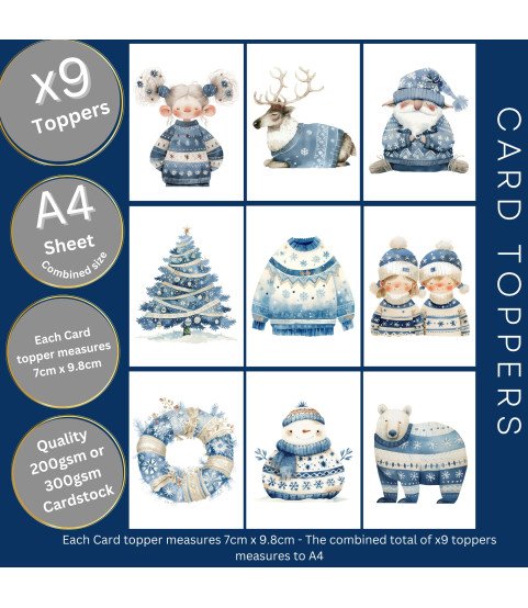 Blue Christmas Jumper #1 Stickers, Die Cut or Card Toppers