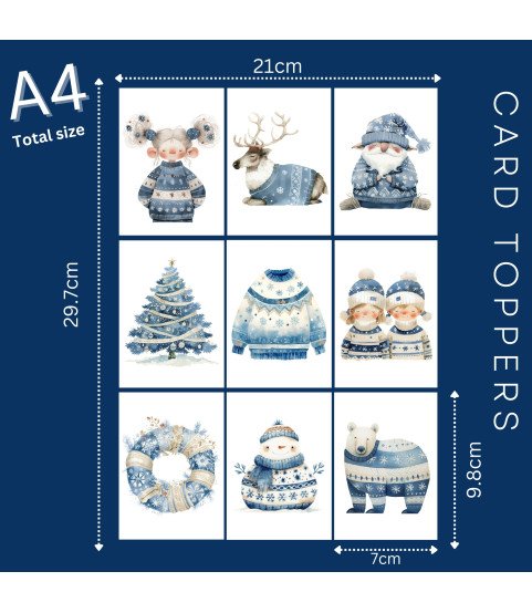Blue Christmas Jumper #1 Stickers, Die Cut or Card Toppers