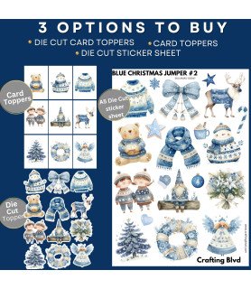 Blue Christmas Jumper #2 Stickers, Die Cut or Card Toppers