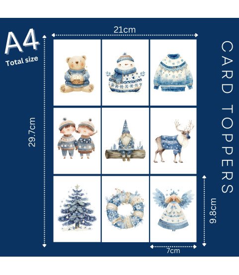 Blue Christmas Jumper #2 Stickers, Die Cut or Card Toppers