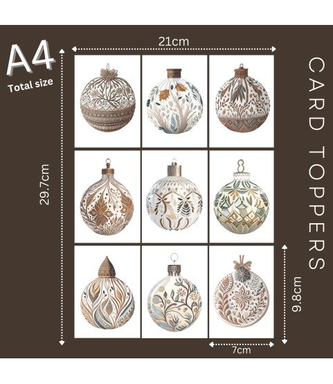 Boho Christmas Ornaments #1 Stickers, Die Cut or Card Toppers