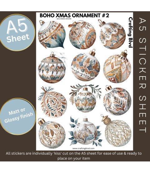 Boho Christmas Ornaments #2 Stickers