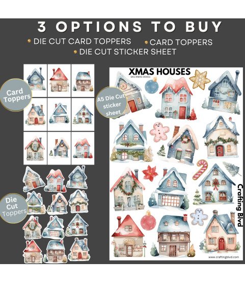 Christmas Houses #2 Stickers, Die Cut or Card Toppers Christmas Houses #2 Stickers, Die Cut or Card Toppers