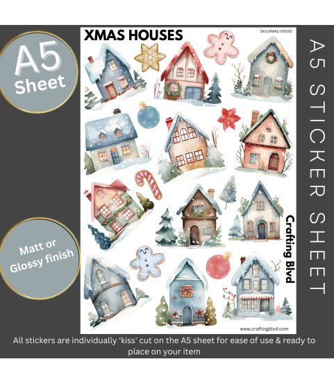 Christmas Houses #3 Stickers, Die Cut or Card Toppers Christmas Houses #3 Stickers, Die Cut or Card Toppers