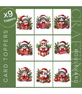Christmas Kitten Gifts Card Toppers