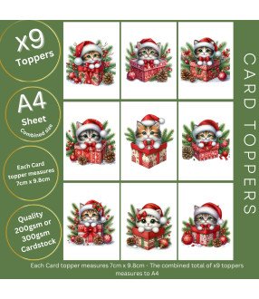 Christmas Kitten Gifts Card Toppers