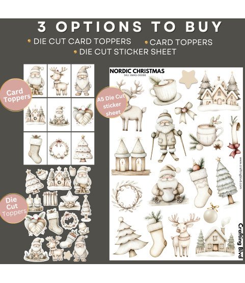 Nordic Christmas #2 Stickers, Die Cut or Card Toppers